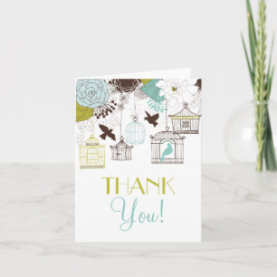 Vintage Birdcages Spring Flowers Thank You Card