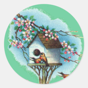 Vintage Birdhouse Classic Round Sticker