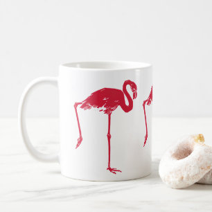 Vintage Birds, a Pink Flamingo with One Leg Up Coffee Mug