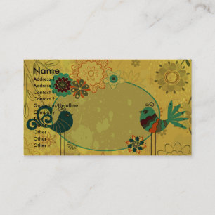 vintage birds and floral design business card