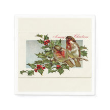 Vintage Birds and Holly Light Yellow Christmas
