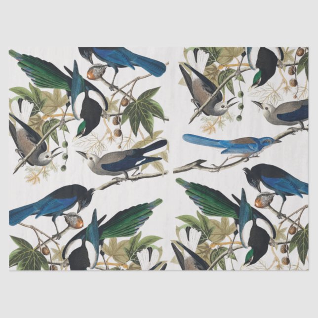 Vintage Birds and Leaves Pattern Decoupage Tissue Paper (Front)