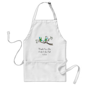 Vintage Birds Apple Green & Aqua Standard Apron