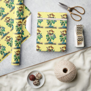 Vintage birds art wrapping paper