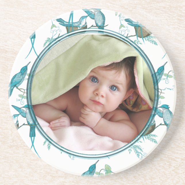 Vintage Birds Baby Photo Coasters (Front)