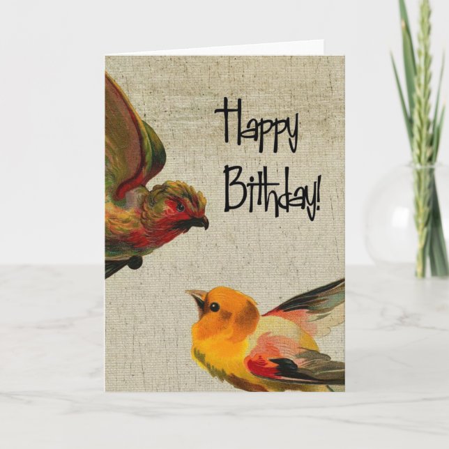 Vintage Birds Birthday Card (Front)