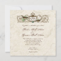 Vintage Birds, Blue Egg - Wedding Invitation