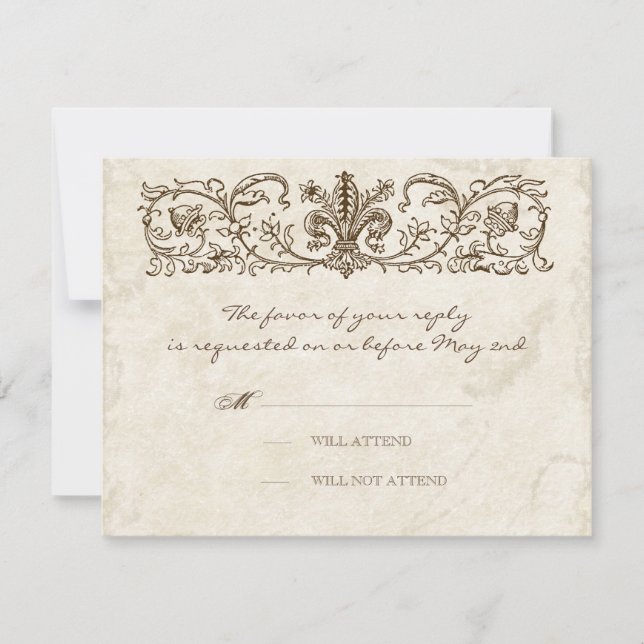 Vintage Birds, Blue Egg - Wedding Response Card (Front)