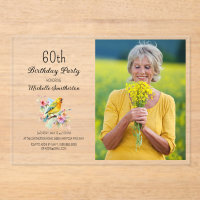 Vintage Birds Canaries Flowers 60th Birthday Photo