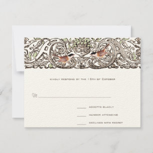 Vintage Birds Chickadee Scroll Work  Response Card