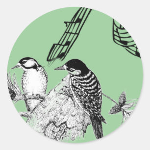 Vintage Birds Classic Round Sticker