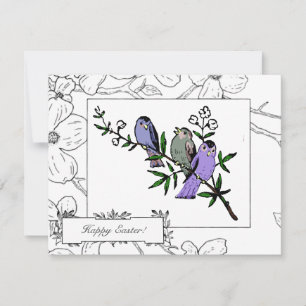 Vintage Birds Easter Greetings Holiday Card