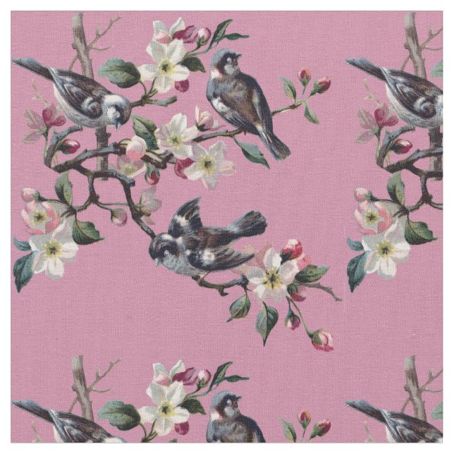 Vintage Birds Fabric (Close Up)
