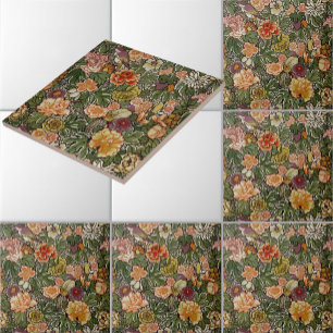 Vintage Birds, Fruit, Flowers & Foliage Pattern Tile