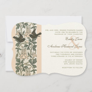 Vintage Birds HoneySuckle Wedding Invitation