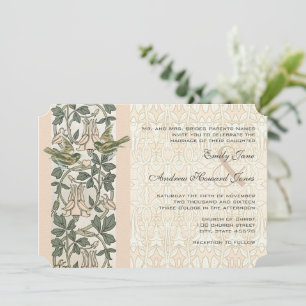 Vintage Birds HoneySuckle Wedding Invitation