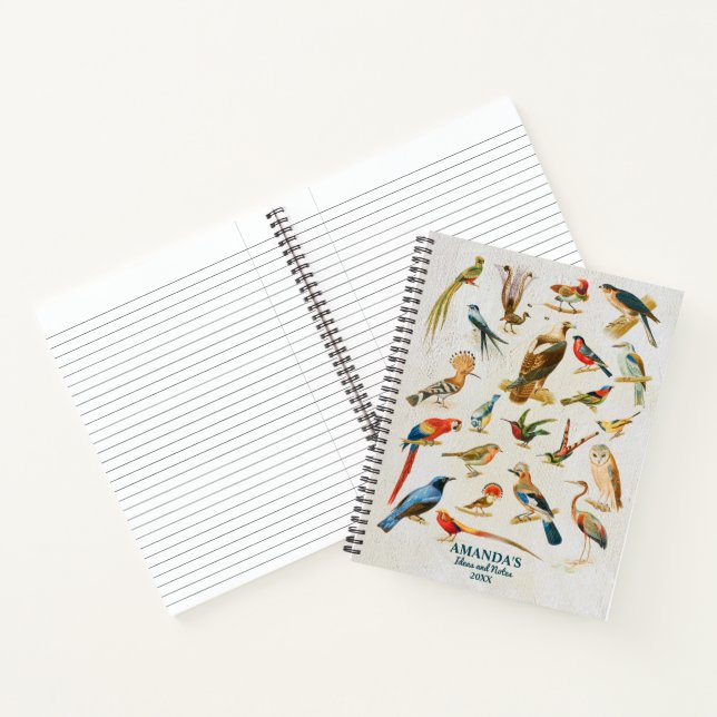Vintage Birds Illustration Birding Lover Gift Notebook (Inside)