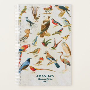 Vintage Birds Illustration Birding Lover Gift Planner