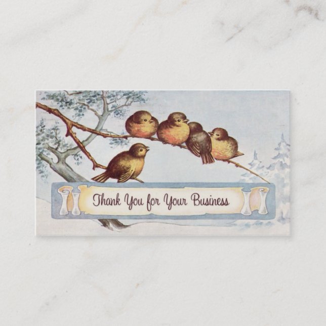 Vintage  Birds Illustration Business Card (Front)