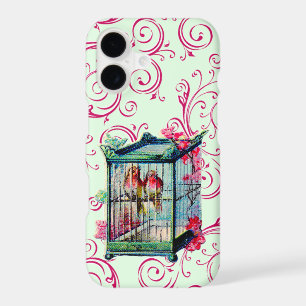 Vintage Birds in Birdcage