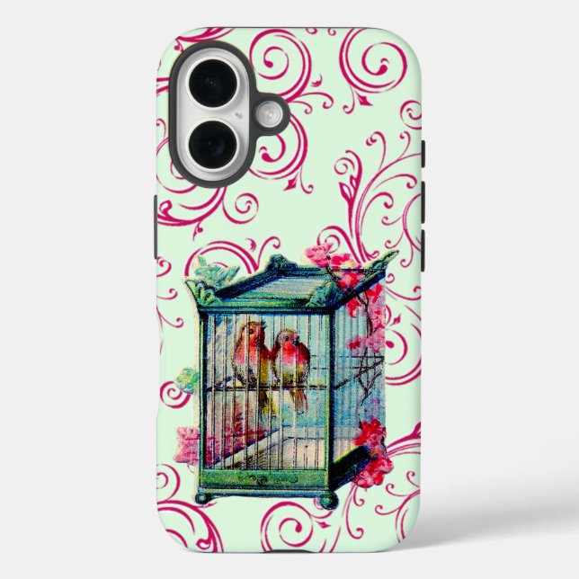 Vintage Birds in Birdcage Case-Mate iPhone Case (Back)
