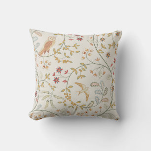 Vintage birds in foliage with flowers seamless pat cushion