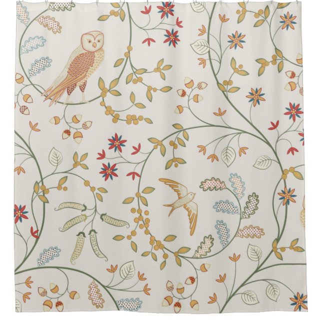 Vintage birds in foliage with flowers seamless pat shower curtain (Front)