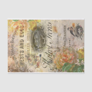 Vintage Birds in French Ephemera Decoupage  Tissue Paper