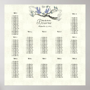 Vintage Birds Lavender and Yellow Seating Chart