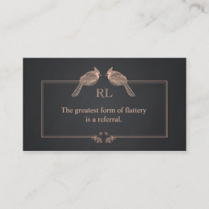 Vintage Birds Monogram Customer Referral Card
