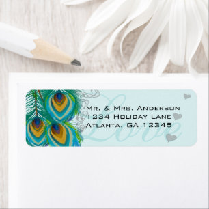 Vintage Birds Musical Love Peacock Feather Address
