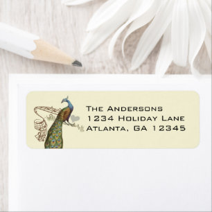 Vintage Birds Musical Peacock Address Labels