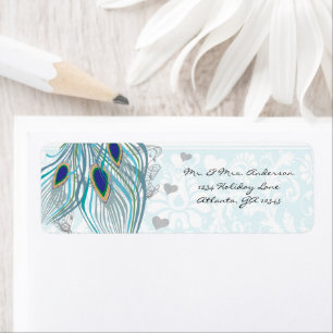 Vintage Birds Musical Peacock Feather  Address