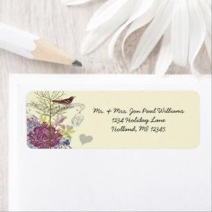 Vintage Birds Musical Raspberry Damask Tree