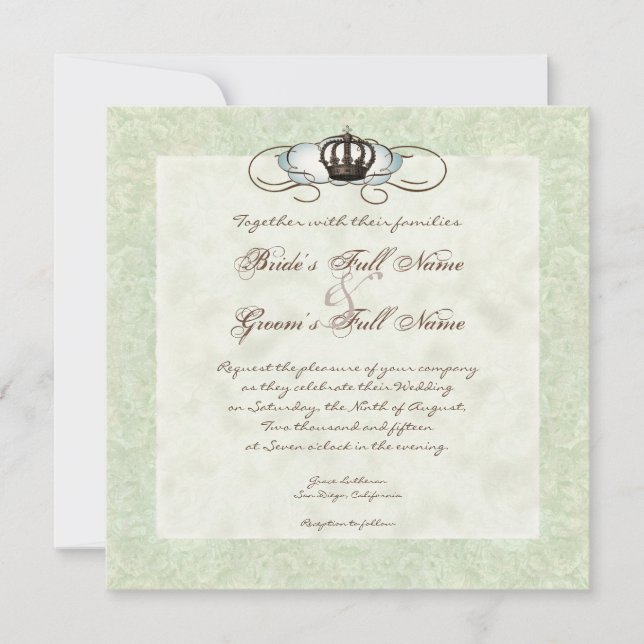 Vintage Birds' Nest in Chair, Wedding Invitation (Front)