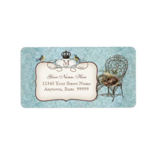 Vintage Birds' Nest in Chair, Wedding Invitation Label