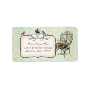 Vintage Birds' Nest in Chair, Wedding Invitation Label