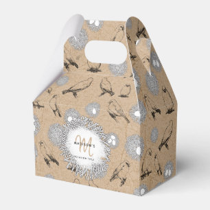 Vintage Birds & Nest Rustic Kraft Brown Favour Box