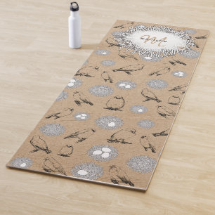 Vintage Birds & Nest Rustic Kraft Brown Yoga Mat