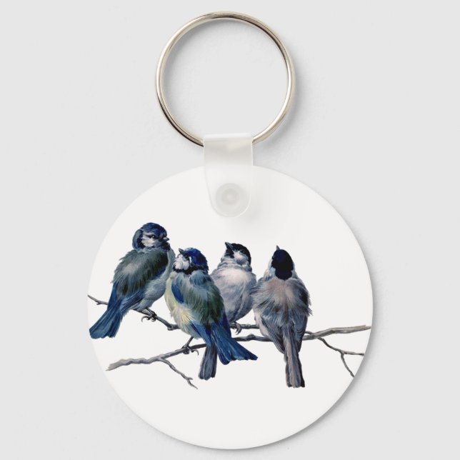 Vintage Birds on a Branch Key Ring (Front)
