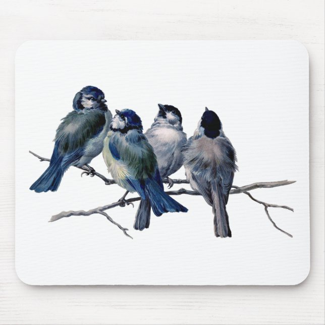 Vintage Birds on a Branch Mouse Mat (Front)