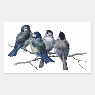 Vintage Birds on a Branch Rectangular Sticker