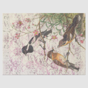 Vintage Birds on Branches and Music Decoupage Tissue Paper
