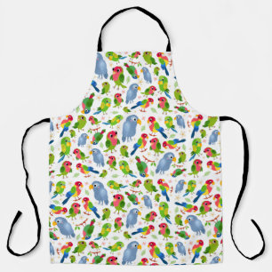 Vintage Birds Pattern, Colourful parakeet pattern Apron