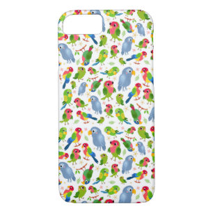 Vintage Birds Pattern, Colourful parakeet pattern iPhone 8/7 Case