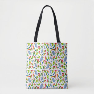 Vintage Birds Pattern, Colourful parakeet pattern  Tote Bag