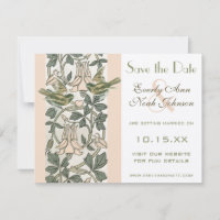 Vintage Birds Peach Honeysuckle Save the Date