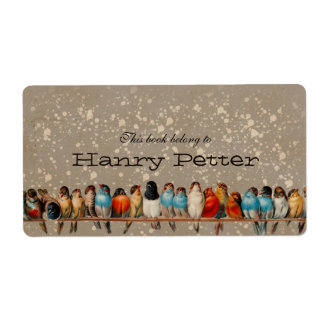 Vintage birds personal bookplate