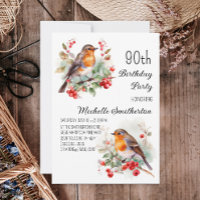 Vintage Birds Robin Redbreast 90th Birthday