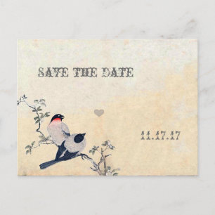 Vintage Birds Save the Date Announcement Postcard